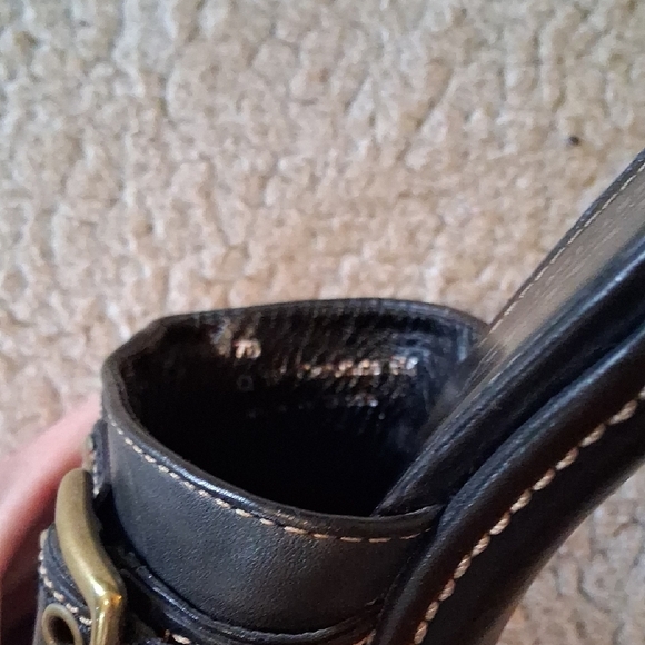 Coach Black Leather Mules with Gold Buckle - Picture 7 of 8